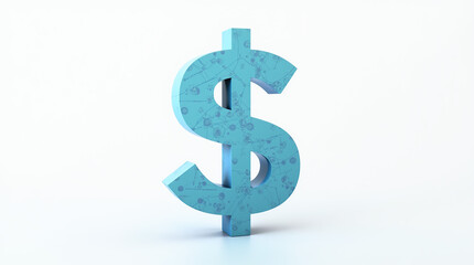 Obraz premium Digital dollar sign illustration with abstract data on a white background.