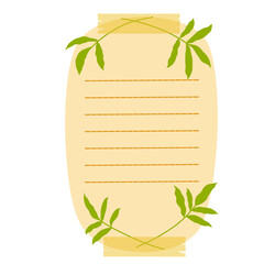 Sticky Note with Leaf Decoratioon