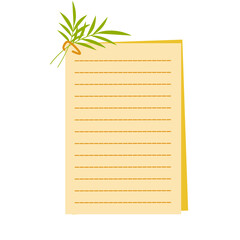 Sticky Note with Leaf Decoratioon