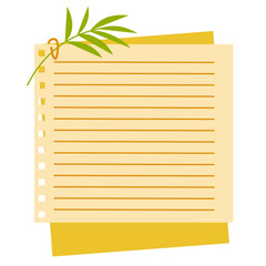 Sticky Note with Leaf Decoratioon