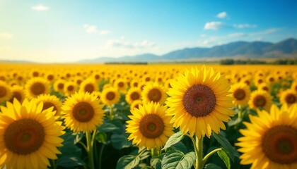 Fototapeta premium Vibrant Sunflower Field Sunny Day