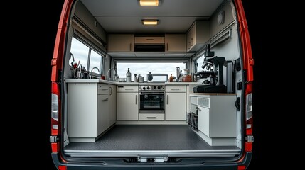Mobile Coffee Lab: A Red Van Transformed into a Fully Equipped Espresso Bar