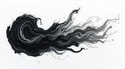 Black and Silver Abstract Swirl Paint
