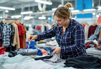 female volunteer checking clothes