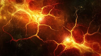 Obraz premium Fiery Abstract Neural Network Structure Visualization