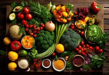 beautifully arranged vibrant color palette fresh ingredients showcasing bounty culinary brilliance, aesthetic, bowl, bright, colorful, clean, closeup