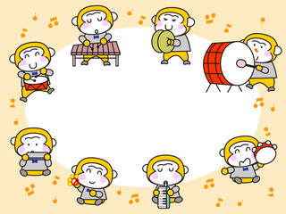 かわいいサルの音楽会フレーム