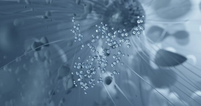 Looped video of Leuprorelin, hormone, rotating molecular 3D ball-and-stick model