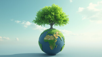 earth globe with tree