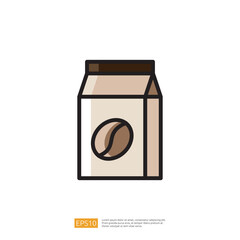 Stylized Illustration of a Coffee Bean Package Icon in Minimalist Design Featuring Neutral Tones and Clean Lines Ideal for Creative Branding or Product Showcase