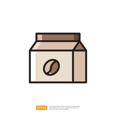 Stylized Icon of a Coffee Package with a Bean Illustration in a Minimalist Design for Beverage Enthusiasts and Coffee Lovers