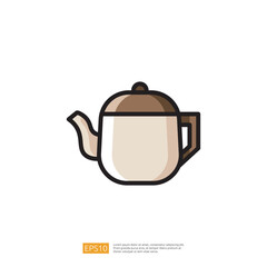 Minimalist Coffee Teapot Icon in Soft Colors Perfect for Modern Kitchen Decor and Beverage Illustration Designs