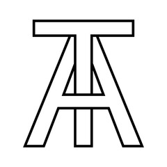 Logo sign ta at icon, double letters logotype t a