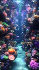 Obraz premium Vibrant Coral Reef: Underwater Paradise, Stunning Ocean Life, Colorful Sea
