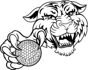 A tiger with golf ball sports team cartoon animal mascot
