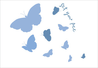 butterfy flying shape vector design.love  yourself message with watercolor butterfly vector margarita mariposa stationery,mug,t shirt,phone case fashion slogan style spring summer sticker  © Gamze