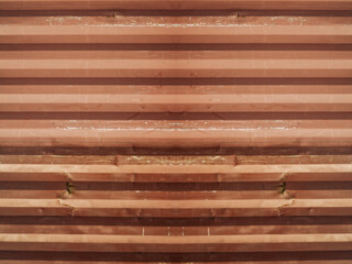 Close-up of a corrugated metal container