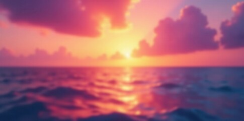 Fototapeta premium Blurred orange and purple sky over tranquil ocean, scenic, hour, photography