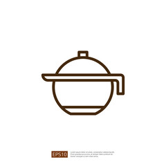 Line Drawing of a Lidded Cooking Pot, Symbolizing Culinary Preparation in a Modern Kitchen Environment