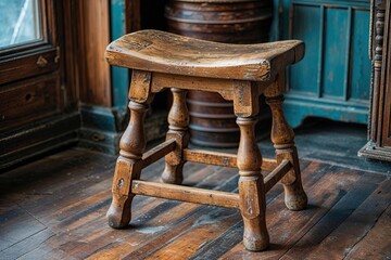 Retro Wooden Stool with Flared Legs Perfect for Nostalgic Home Decor