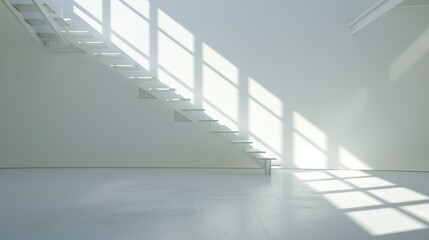 Obraz premium Minimalist Staircase in Sunlit Room