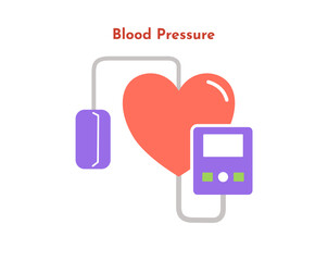 Blood Pressure Measurement vector illustration. Blood, pressure, measurement, sphygmomanometer, cuff, health, monitor on white background vector.