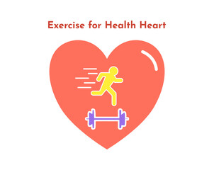 Obraz premium Cardio exercise, sport activity. Healthy lifestyle. Strong healthy heart vector illustration
