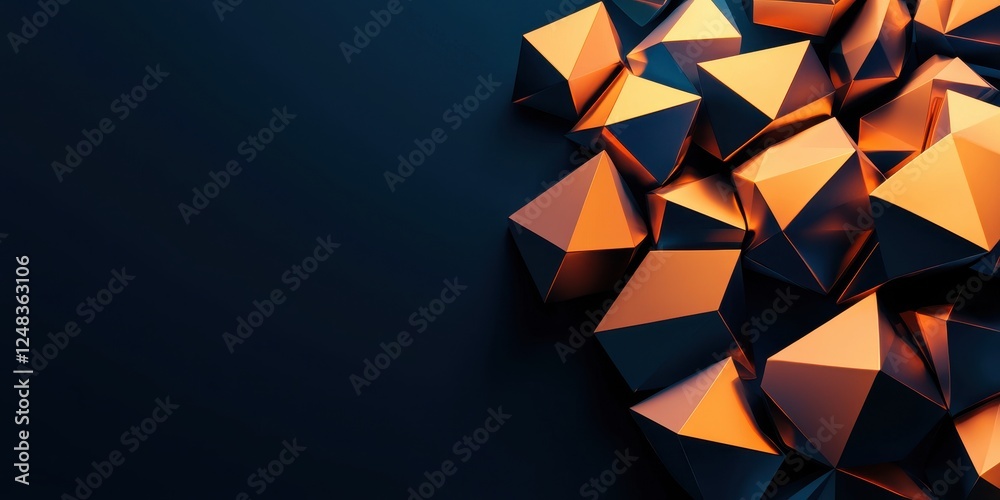 Aufkleber a collection of geometric pyramids in orange and black colors, creating a visually striking abstract