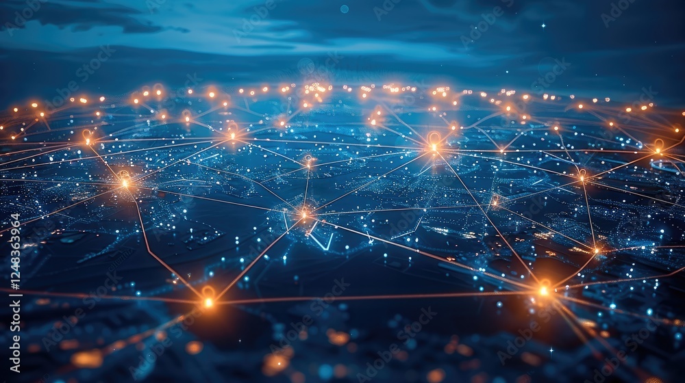 Aufkleber a futuristic image that represents the world being fully connected to technology and the growing imp