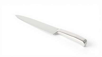Shiny Stainless Steel Knife Isolated on White Background