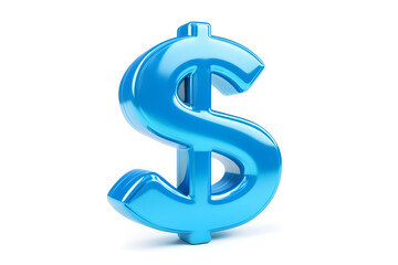 3d blue dollar sign icon on white background