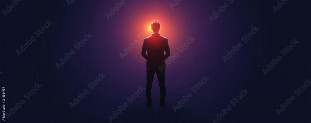 Poster a silhouetted figure stands against a glowing backdrop, creating a dramatic and introspective atmosp