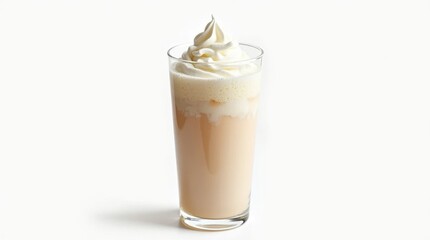Isolated Milkshake with Whipped Cream in a Transparent Glass