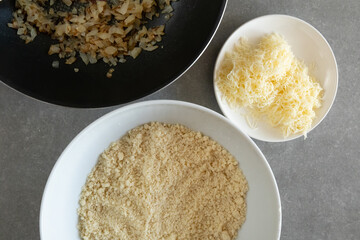 Ingredients for making onion scones.