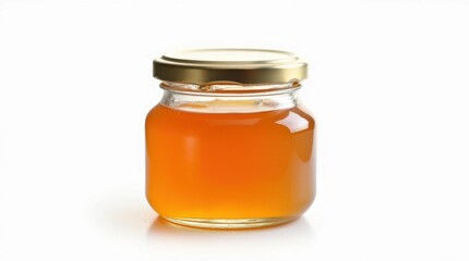 Transparent Jar of Marmalade on White Background