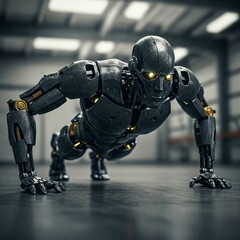 Ein humoider Roboter macht Liegest&uuml;tze