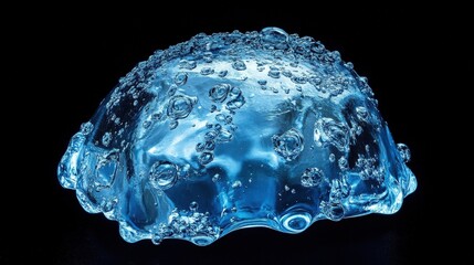 Fototapeta premium High-speed water droplet capture, intricate splashes frozen mid-air, ultra-clear textures, glowing blue tones, crisp and detailed photography