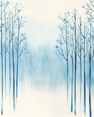 Obraz premium Muted toned landscape with softly blurred trees in blue hues