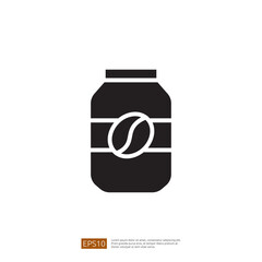 Black Coffee Jar Icon with Coffee Bean Graphic Representation for Beverage Design and Product Branding in Minimalist Style
