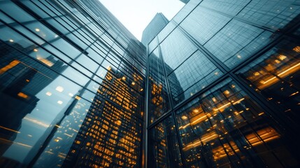 Modern Cityscape Reflections in Glass Skyscrapers