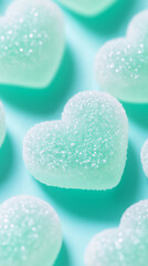 Fototapeta premium Soft pastel heart-shaped gummy candies with sugar coating