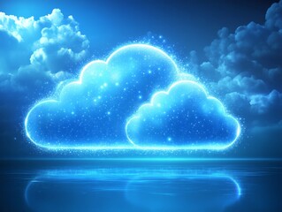 Ethereal blue cloud adrift in a starry sky, celestial dream