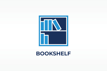 BOOKSHELF vector, icon or logo sign isolated symbol illustration