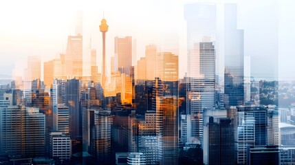 Obraz premium Panoramic view of johannesburg skyline sunset cityscape photography