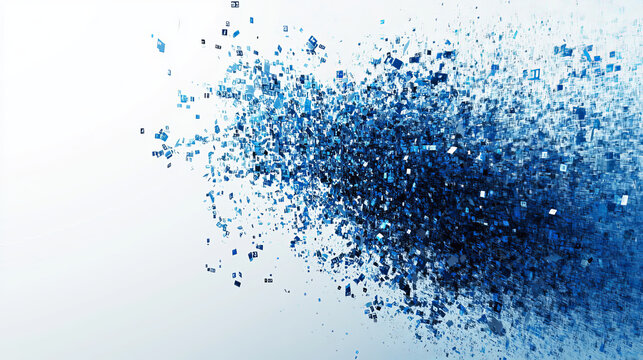 Big data concept blue program code white and grey background 3d render illustration