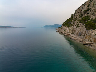 Coastline of the Adriatic Sea in Croatia. Aerial landscape, view from above.