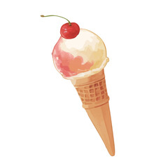 水彩で描いたアイスクリームのイラスト