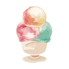 水彩で描いたアイスクリームのイラスト