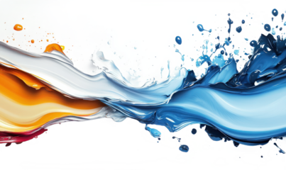 Splashing colorful ink pigments