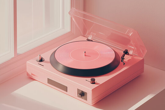 Tocadiscos color rosa pastel